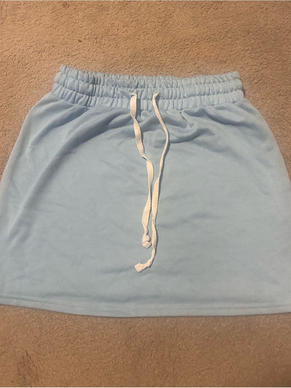 SHEIN Light Blue Elastic Drawstring Mini Skirt